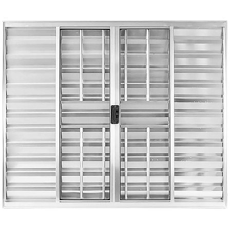 Janela Veneziana 120x200 6 Folhas com Grade Vidro Liso Alumínio Brilhante 9159 Esquadrisul