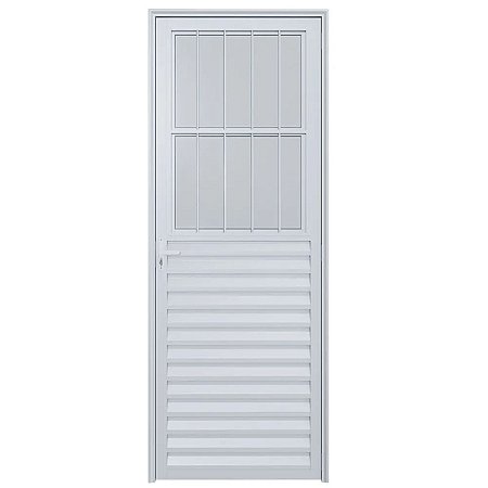 Porta Social Postigo 210x80 Esquerda Alumínio Branco VMBOR 5811 Esquadrisul