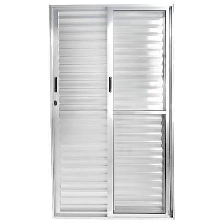 Porta Balcão Veneziana 210x120 3 Folhas Vidro Liso Alumínio Brilhante 9887 Esquadrisul