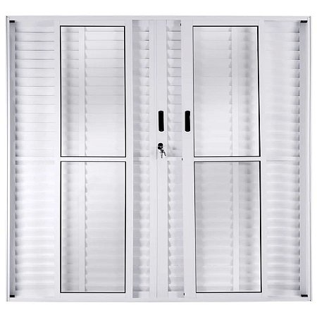 Porta Balcão Veneziana 210x200 6 Folhas Vidro Liso Alumínio Branco 6400 Esquadrisul