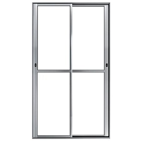 Porta de Correr 210x150 2 Folhas Vidro Liso Alumínio Branco 9895 Esquadrisul