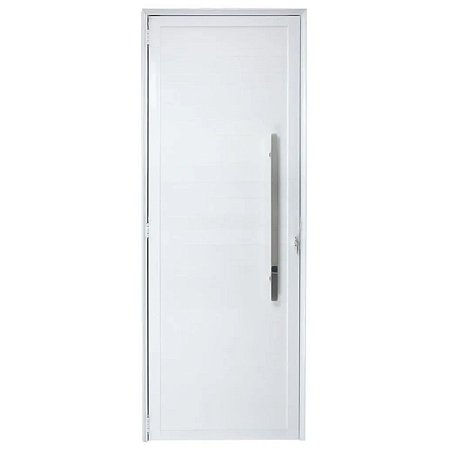 Porta Lambril 210x80 Esquerda Alumínio Branco com Puxador e Visor 6347 Esquadrisul