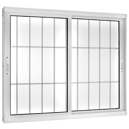 Janela de Correr 100x120 2 Folhas com Grade Vidro Liso Alumínio Branco 5889 Esquadrisul