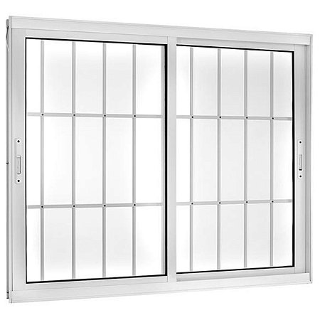 Janela de Correr 100x150 2 Folhas com Grade Vidro Liso Alumínio Branco 5890 Esquadrisul