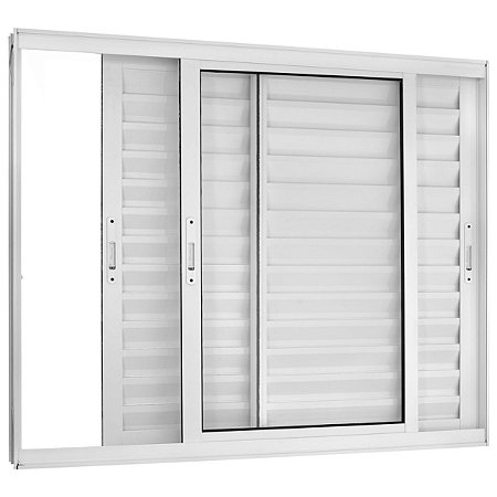 Janela Veneziana 120x120 3 Folhas sem Grade Vidro Liso Alumínio Branco 5955 Esquadrisul