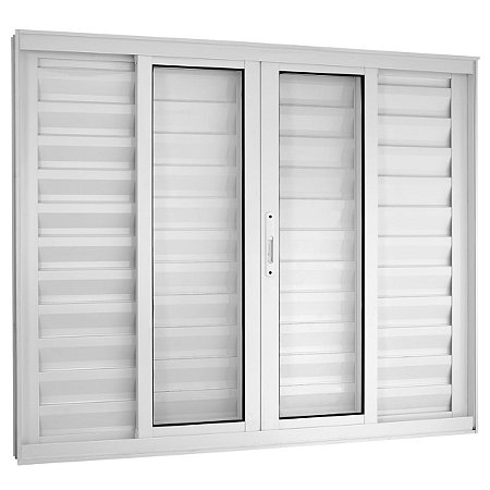 Janela Veneziana 120x200 6 Folhas sem Grade Vidro Liso Alumínio Branco 5969 Esquadrisul