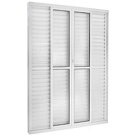 Porta Balcão Veneziana 210x150 6 Folhas Vidro Liso Alumínio Branco 6047 Esquadrisul