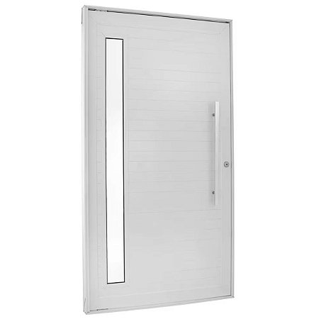 Porta Lambril Pivotante 220x100 Direita Alumínio Branco com Puxador e Visor 10099 Esquadrisul