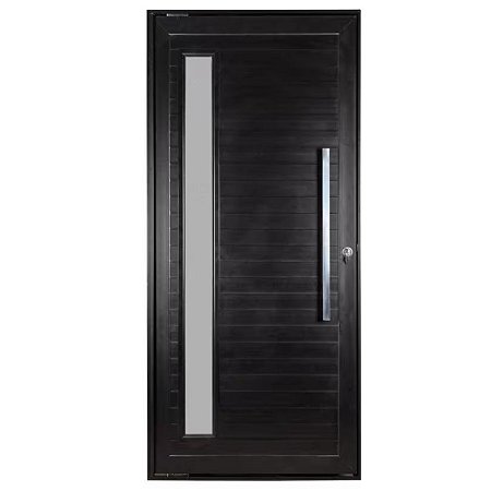 Porta Lambril Pivotante 220x120 Esquerda Alumínio Preto com Puxador e Visor 5663 Esquadrisul