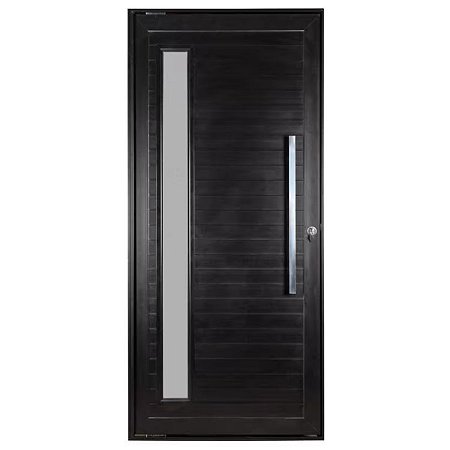 Porta Lambril Pivotante 220x100 Direita Alumínio Preta com Puxador e Visor 6176 Esquadrisul