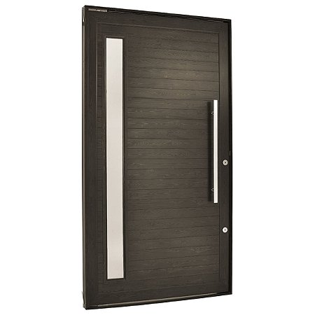Porta Lambril Pivotante 220x120 Direita Alumínio Preto com Puxador e Visor 6178 Esquadrisul