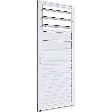 Porta Veneziana com Divisão Horizontal e Basculante 215X87 Alumínio - Branco PAVHBE VMB 7840106-0 Alumislim Sasazaki