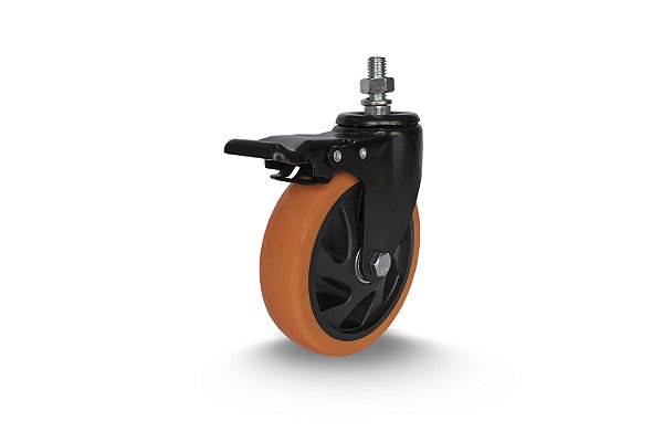 Rodizio 312 75mm Laranja Espiga Giratorio Freio Glebf 312 Bpa E 6596 Colson 233541