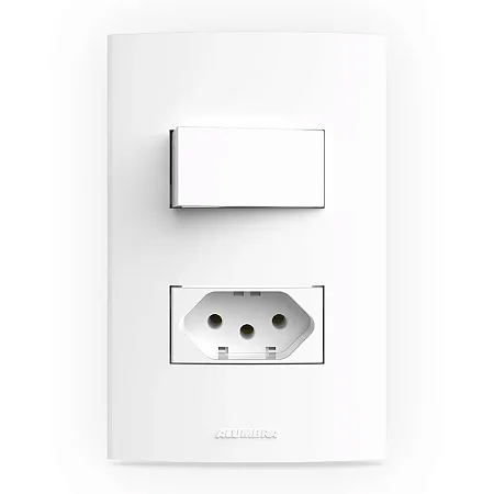 Conjunto 4x2 Interruptor Simples com Tomada 2P+T 10A Branco Inovapro Alumbra 850487
