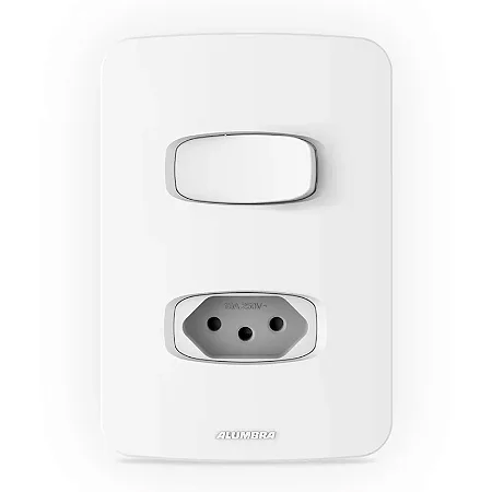 Conjunto 4x2 com 1 Interruptor Simples e 1 Tomada 10A Branco Gracia Maxx Alumbra 856601