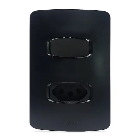 Conjunto 4x2 com 1 Interruptor Simples e 1 Tomada 10A Preto Gracia Maxx Black Alumbra 856847