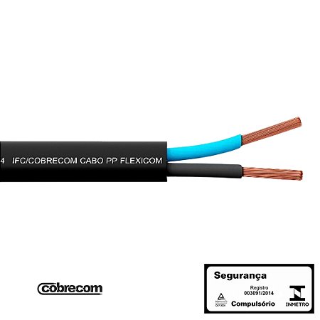 Cabo PP 2X2,5mm Flexicom Preto Por Metro Cobrecom 707468