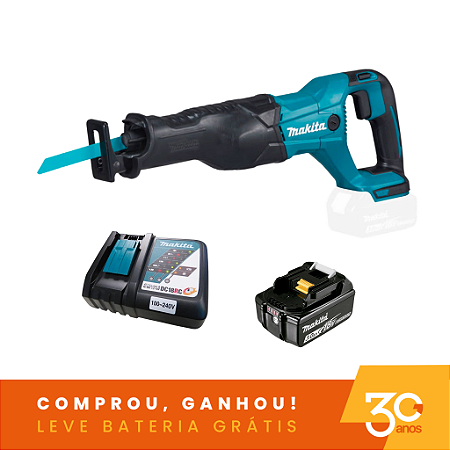 Combo Serra Sabre 18V DJR186ZG30ANOS com Bateria e Carregador Makita 204735