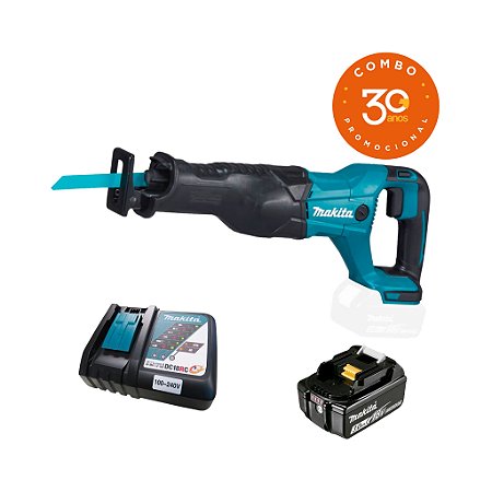 Combo Serra Sabre 18V DJR186ZG30ANOS com Bateria e Carregador Makita 204735