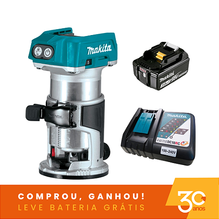 Combo Tupia 18V 8MM DRT50ZG30ANOS com Bateria e Carregador Makita 204766