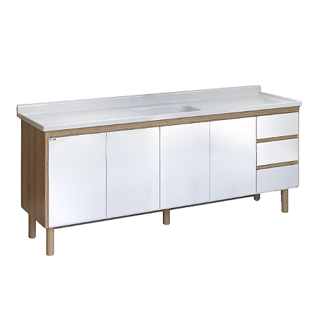 Gabinete Coz Atenas para Pia 2,00m Branco 5846-02 Rorato 222043