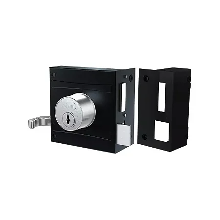 Fechadura De Sobrepor Preto Fosco Espelho Inox 701/80 Stam 287121