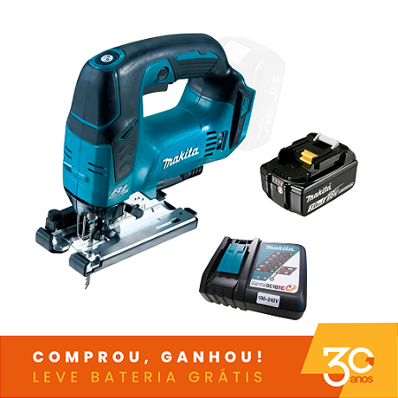 Combo Serra Tico Tico 18V DJV182ZG30ANOS com Bateria e Carregador Makita 204773