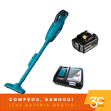 Combo Aspirador de Pó 18V DCL180ZG30ANOS com Bateria e Carregador Makita 204827