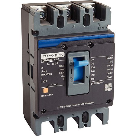 Disjuntor Caixa Moldada Tripolar TDM250S 180A 58014216 Tramontina 963373