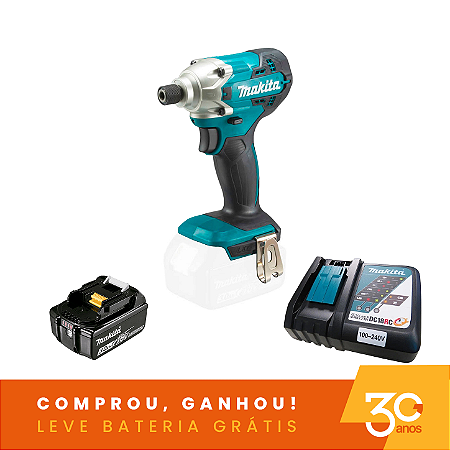 Combo Parafusadeira de Impacto 18V DTD156Z30ANOS com Bateria e Carregador Makita 204780