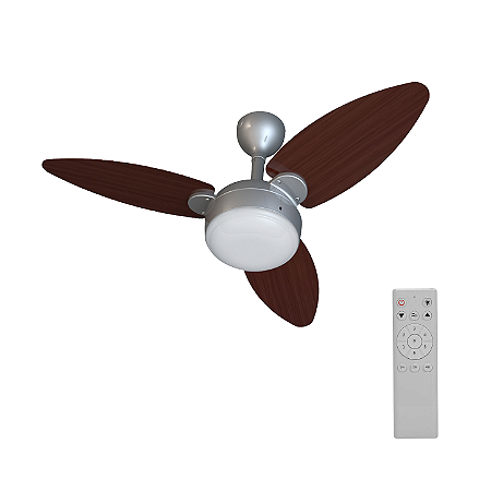 Ventilador Teto Elluz 3Pas Bivolt Tabaco e Cinza C/Controle 12719 Ventisol 973055