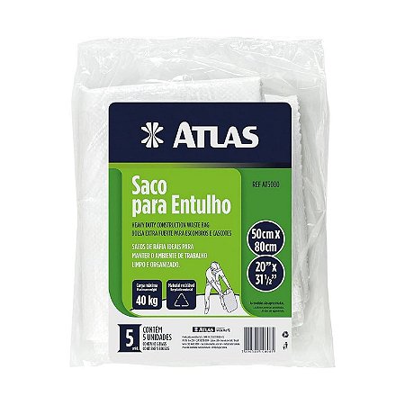 Saco Ráfia P/Entulho 40kg C/5PCS Atlas 100965
