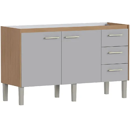 Gabinete Madeira Para Cozinha Ibis 1,50m Jequitiba/Nude P1003637 Cozimax 629681