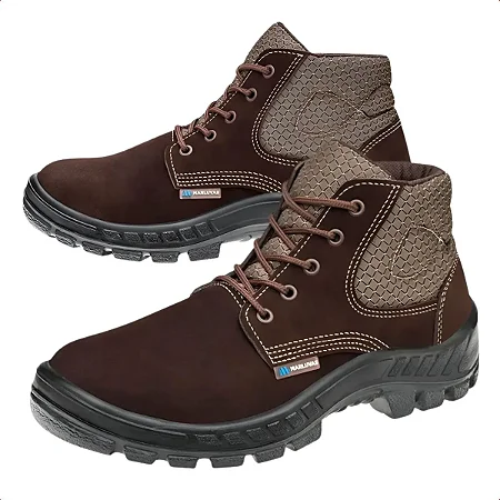 Bota De Couro Nubuck Bico De Plastico Trekking Nº42 Cor Café 50B26 CB BP Marluvas 869288