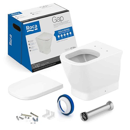 Kit Bacia Convencional Gap Branco Com Assento + Anel e Kit De Instalação C323727000 Roca 121240