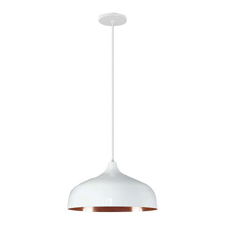 Pendente Luxor 1 Lâmpada E27 Branco e Cobre Kin