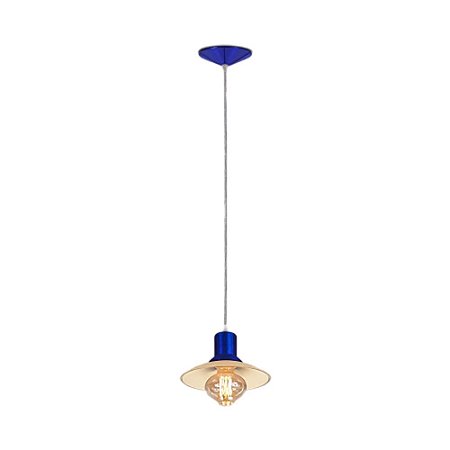 Pendente Veneza Azul Metálico 1 Lâmpada E-27 Nacional