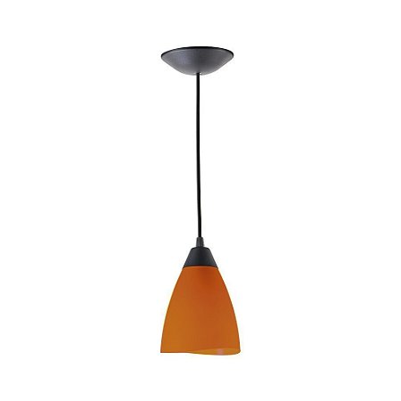 Pendente Pop Tulipa 1 Lâmpada E27 Laranja e Preto Kin Light
