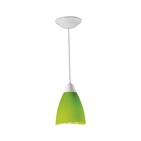 Pendente Pop Tulipa 1 Lâmpada E27 Verde e Branco Kin Light