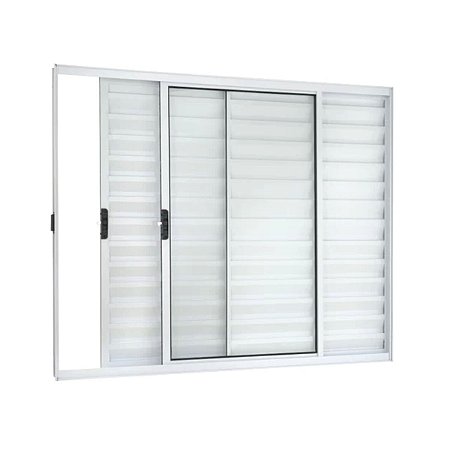 Janela de Correr em Alumínio 100x120 Branco 3 Folhas sem Grade Vidro Liso 6276 Esquadrisul