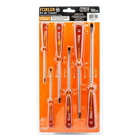 Kit de Chaves de Fendas e Philips com 6 Peças Foxlux