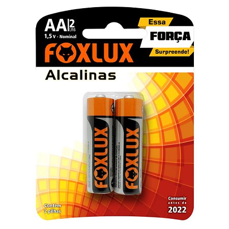 Pilhas Alcalinas AA 1,5V 2 Pilhas Foxlux