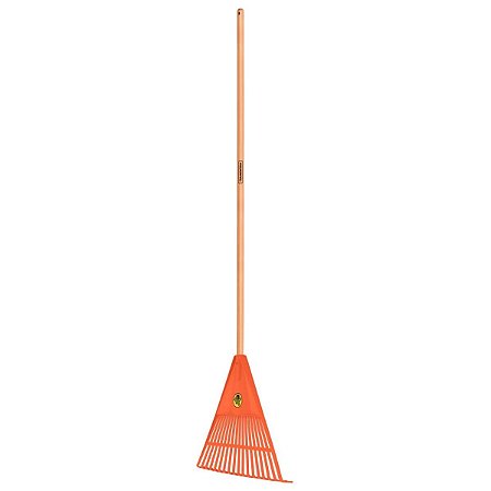Vassoura Plástica 18 Dentes Laranja com Cabo de Madeira 120CM 77850681 Tramontina