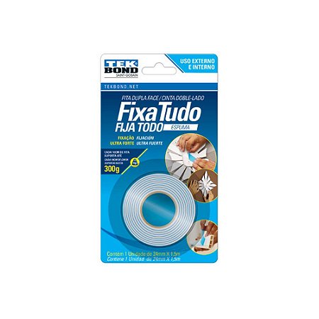 Fita Dupla Face com Espuma Fixa Tudo 24mm x 1,5m Tekbond