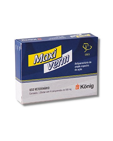 Antiparasitário Konig Maxi Verm Plus 4 Comprimidos