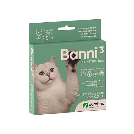 Banni 3 Antipulgas para Gatos até 2,5kg 0,3 ml