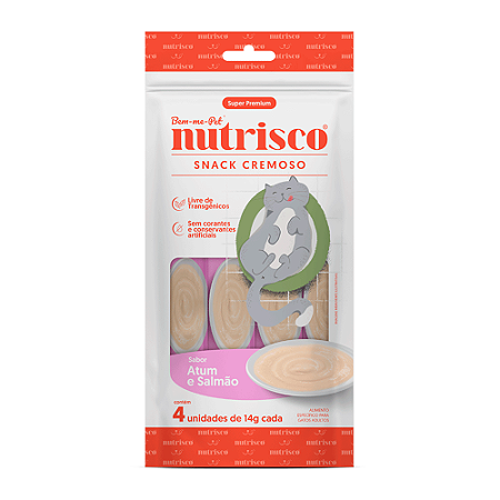 Petisco Nutrisco para gatos sabor atum e salmão 4 tubos 14g