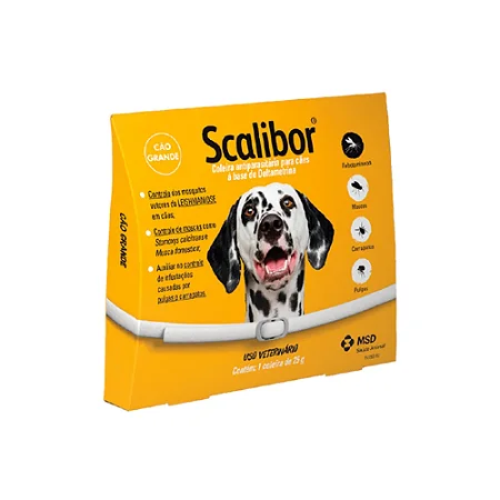 Coleira antipulgas scalibur 25g MSD para cães de porte grande