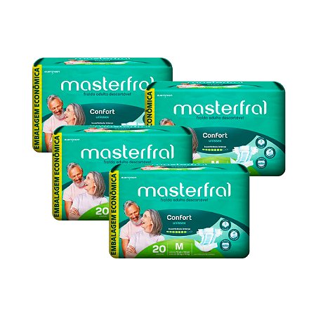 Fralda Geriátrica Masterfral Confort Economica M (Kit com 120 unidades)