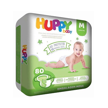 Fralda Infantil Huppy Baby Mega M 80 unidades